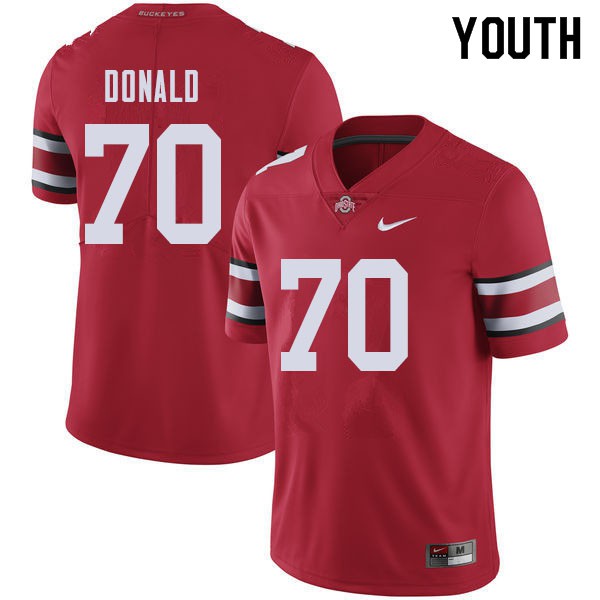 Ohio State Buckeyes #70 Noah Donald Youth Embroidery Jersey Red